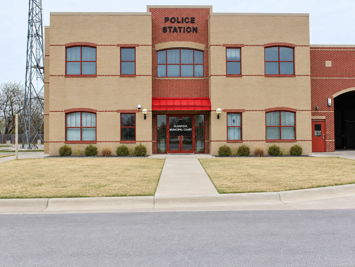 Glenpool Municipal Court entrance at the Public Safety Building in Glenpool, Oklahoma