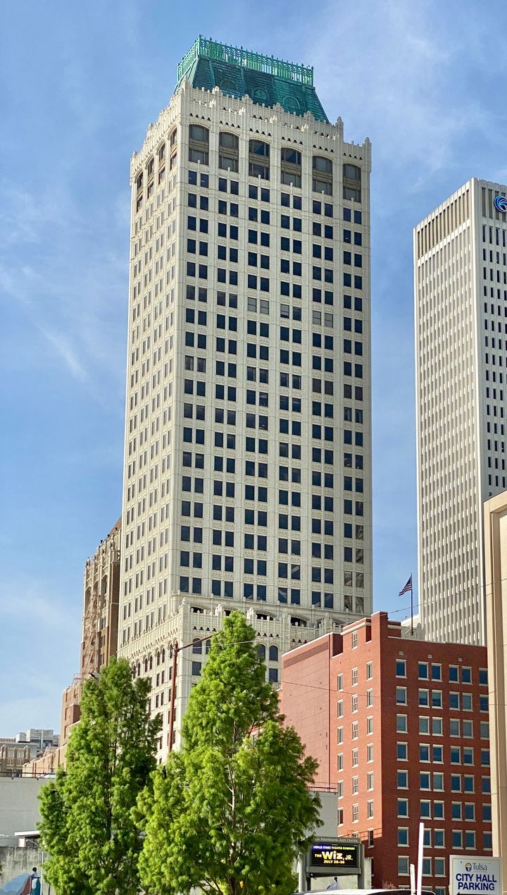 Mid-Continent Tower in downtown Tulsa with its green copper roof